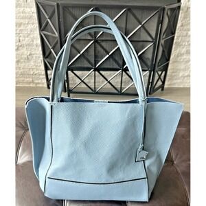 Botkier New York Soho Tote Light Blue Pebbled Leather Zipper‎ Accents